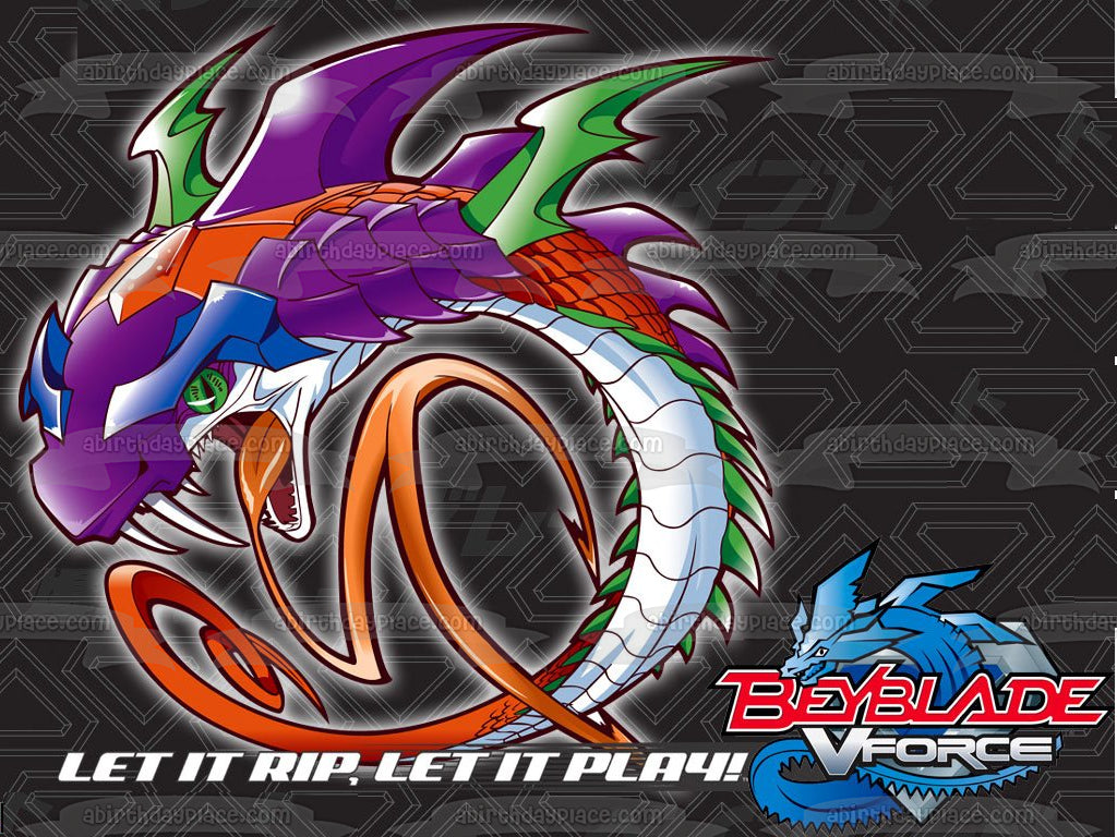 Beyblade V Force Let It Rip Let It Play Cyber ​​Bit Beast Imagen comestible para decoración de tarta ABPID01168 