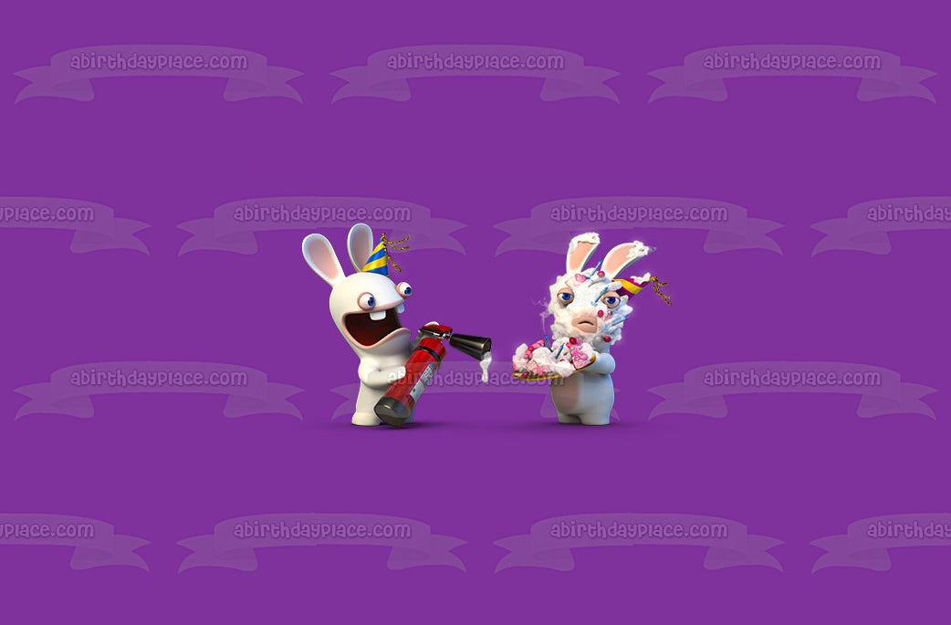 Raving Rabbids Lapins Crétins Rayman Cupcake Vela Extintor Sombrero de fiesta Adorno comestible para pastel Imagen ABPID01228 