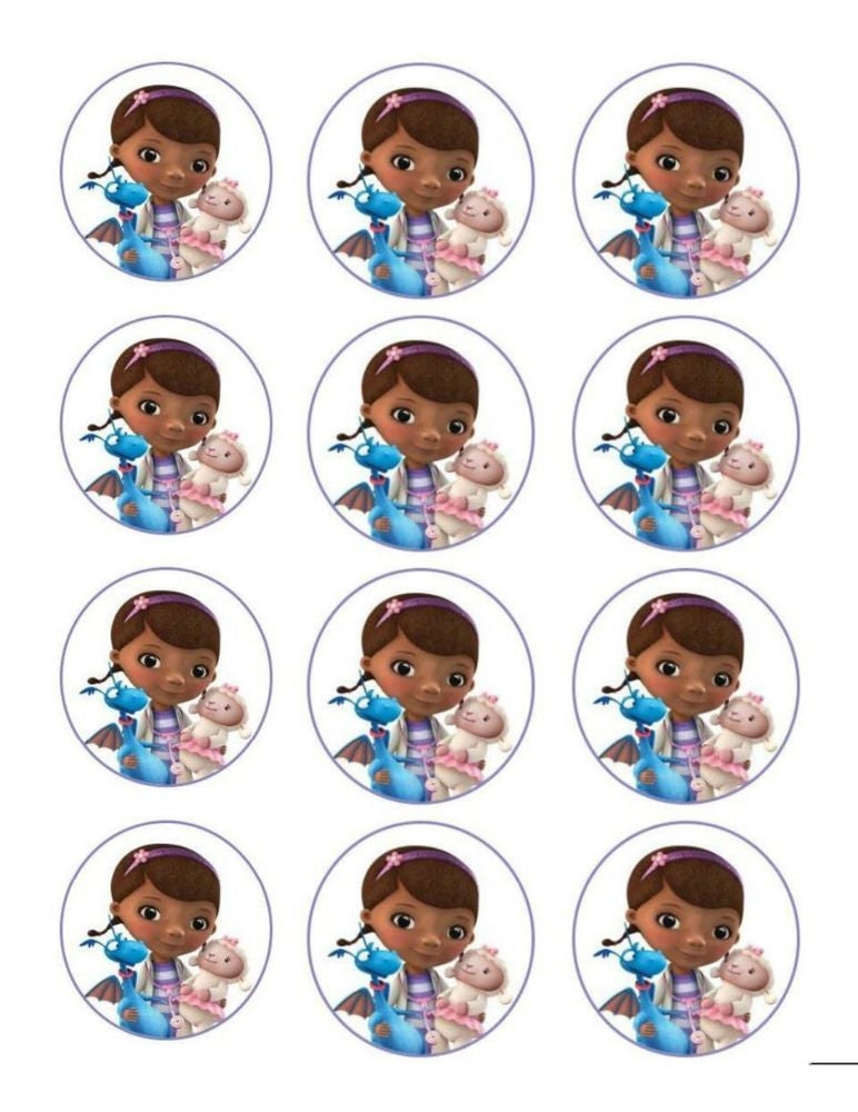 Doc McStuffins Lambie and Dragon Edible Cupcake Topper Images ABPID01234