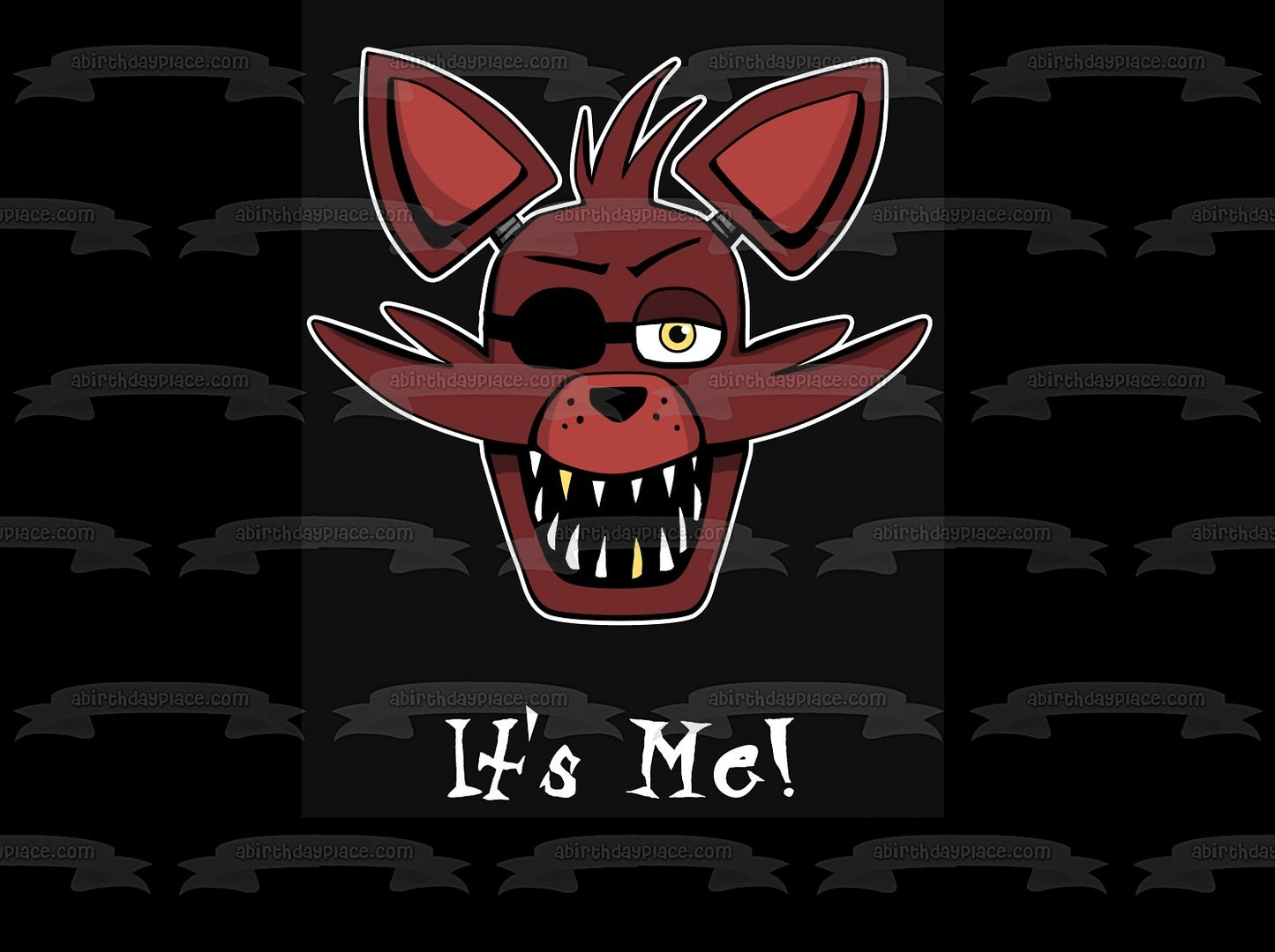 Five Nights at Freddy's Foxy It's Me Eye Patch Black Background Edible Cake Topper Image ABPID01240