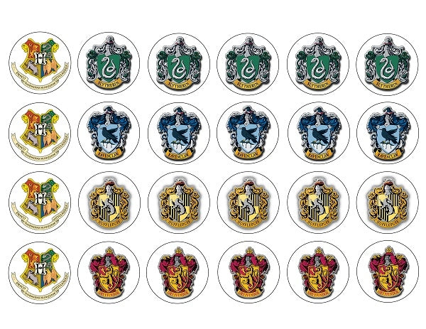 Harry Potter Crests Gryffindor Hufflepuff Ravenclaw Slytherin Edible Cupcake Topper Images ABPID01246