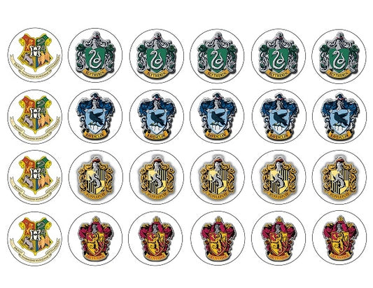 Harry Potter Crests Gryffindor Hufflepuff Ravenclaw Slytherin Edible Cupcake Topper Images ABPID01246