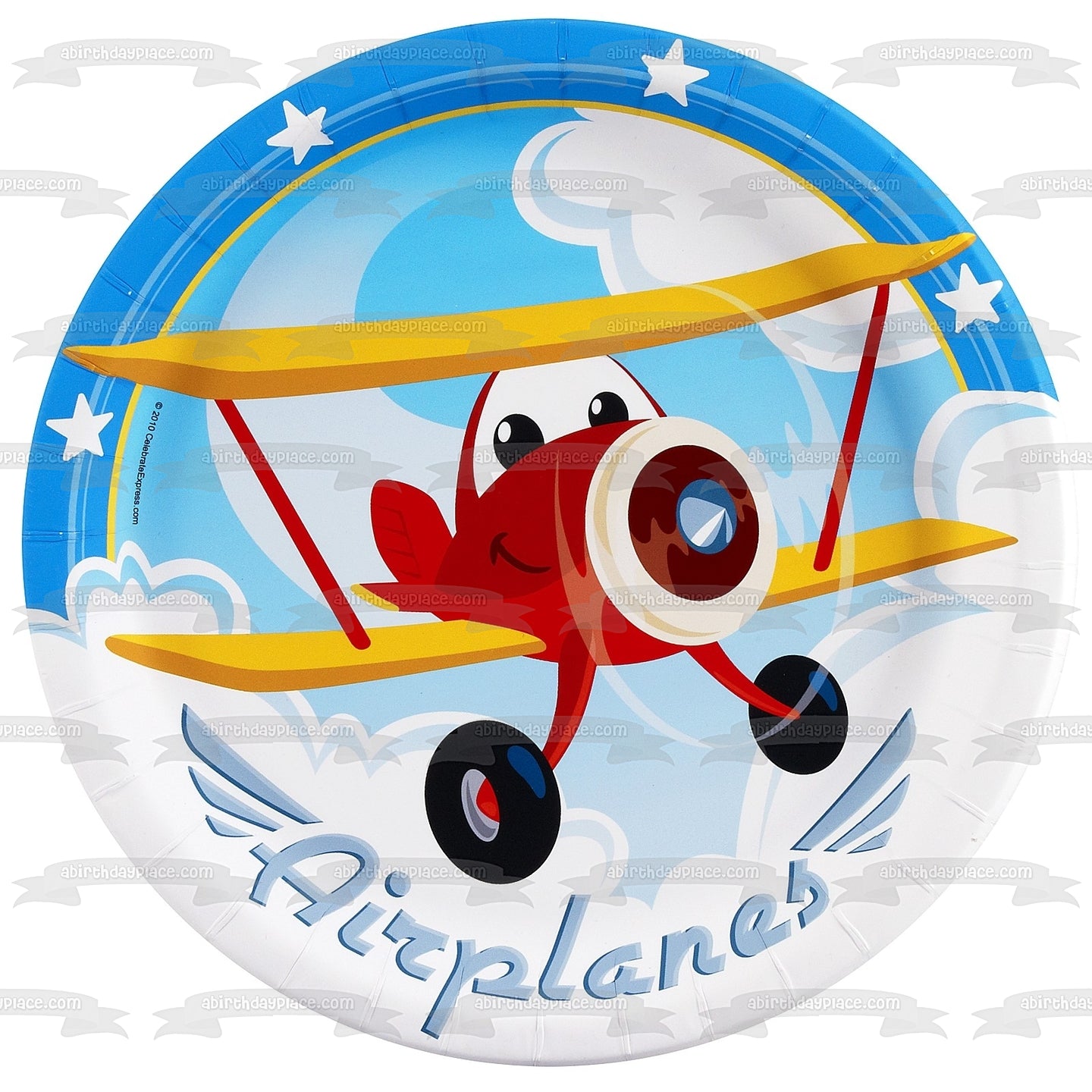 Airplane Adventure Juan Stars Edible Cake Topper Image ABPID01272