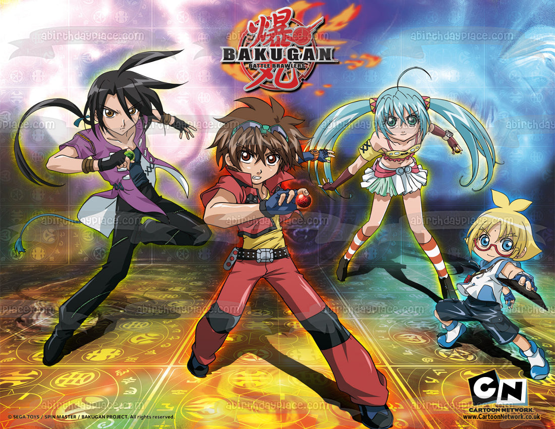 Bakugan 2 Battle Brawlers Runo Misaki Shun Kazami Dan Kuso y Marucho Marukura Imagen comestible para tarta ABPID01279 