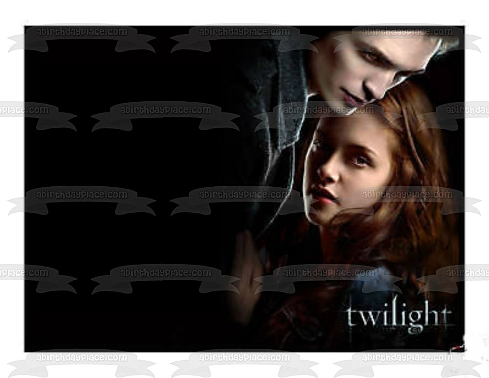 Crepúsculo Bella Swan Edward Cullen Vampiros con fondo negro Imagen comestible para decoración de tarta ABPID01324 