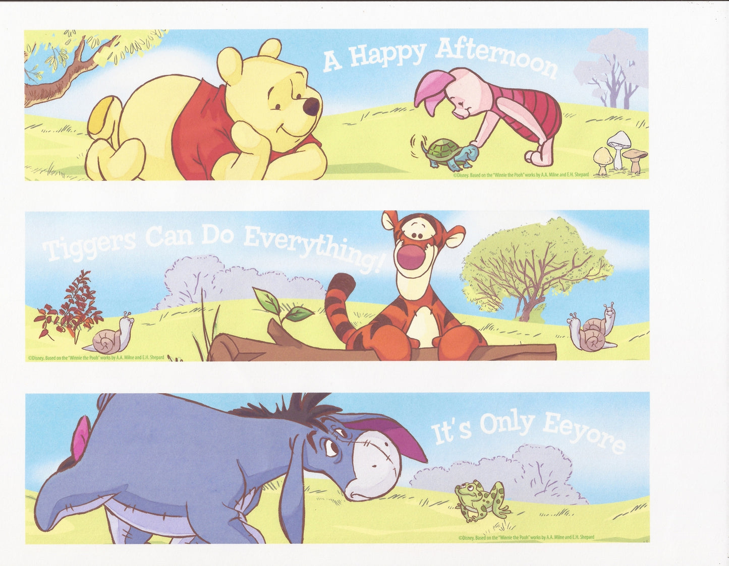 Disney Winnie the Pooh Eeyore Piglet Tigger a Happy Afternoon Tiggers Can Do Everything It's Only Eeyore Edible Cake Topper Image Strips ABPID01331