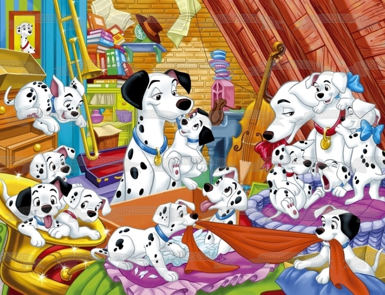 101 Dalmatians Perdita Pongo Rolly Lucky Spotty Freckles Duchess Penny Princess Edible Cake Topper Image ABPID01420