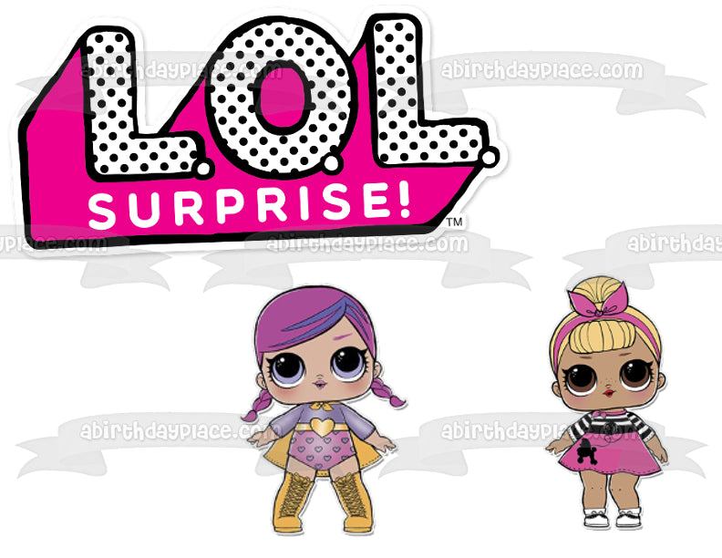 LOL. Surprise Logo Sis Swing and Super Bb Edible Cake Topper Image ABPID01430