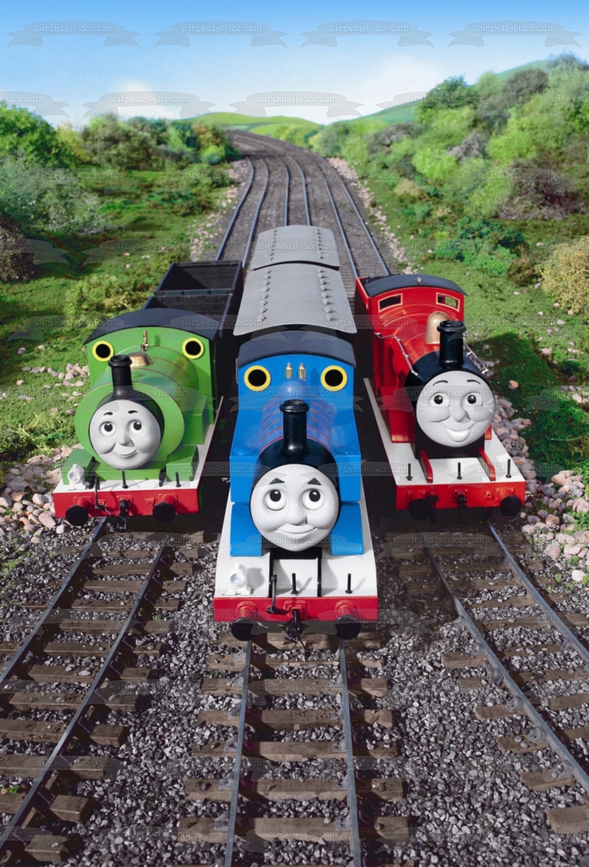 Thomas y sus amigos James Percy y Thomas el tanque Imagen comestible para decoración de tarta ABPID01523 