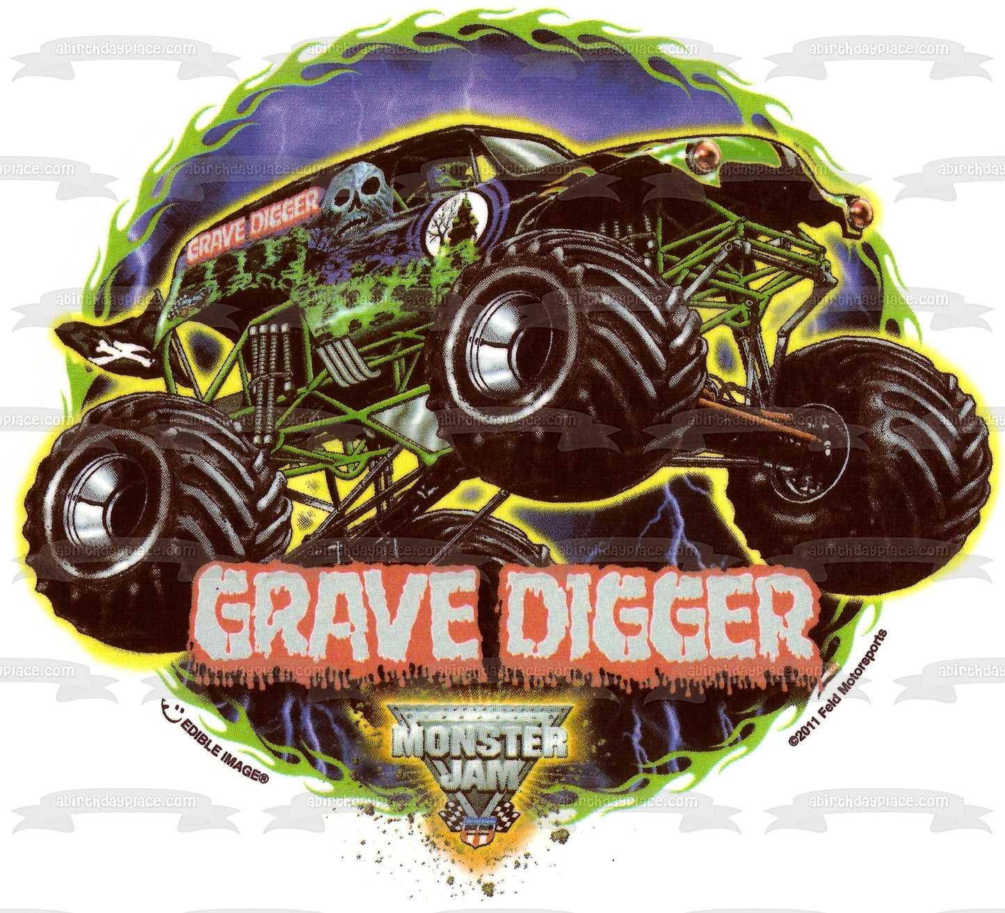 Imagen comestible para tarta de Grave Digger Monster Jam Monster Truck ABPID01592 