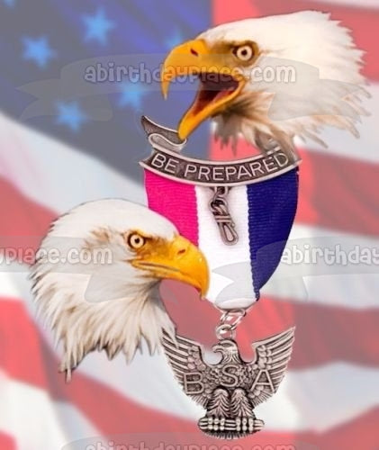 Imagen comestible para tarta con diseño de banderas americanas de la Corte de Honor de Eagle Scout ABPID01679 