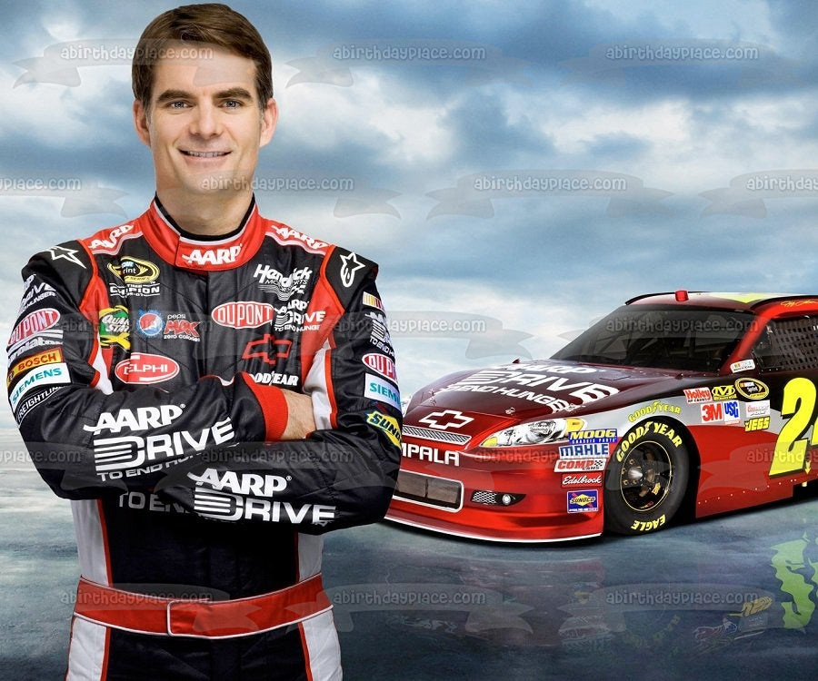 Nascar Jeff Gordon Race Car Clouds Background Edible Cake Topper Image ABPID01738