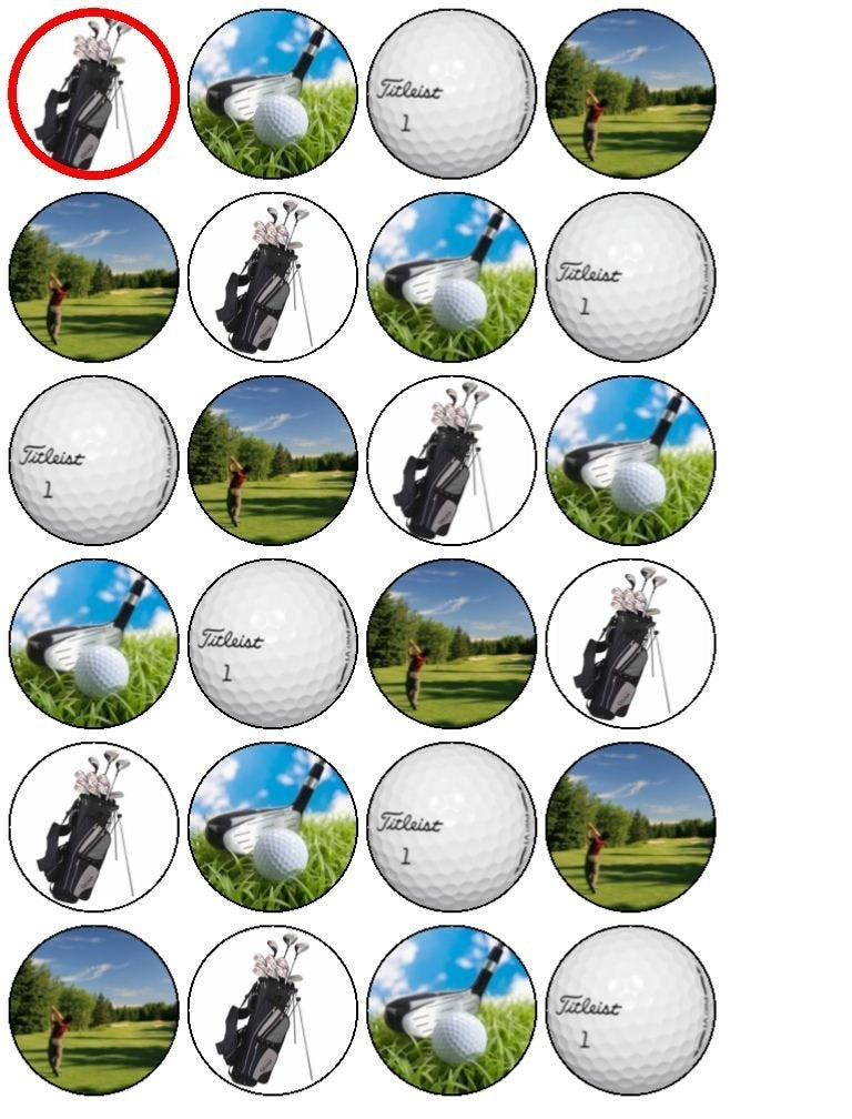 Golf Sport Golf Club Ball Bag Edible Cupcake Topper Images ABPID01739