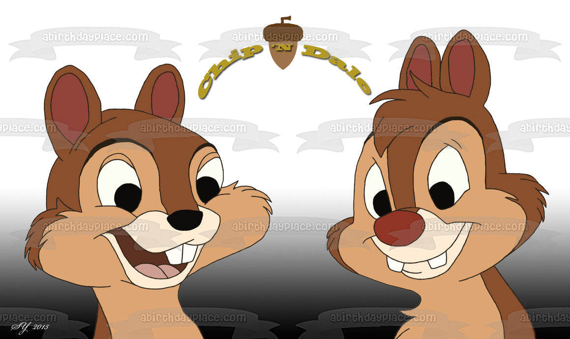 Chip 'N Dale and an Acorn Edible Cake Topper Image ABPID01757