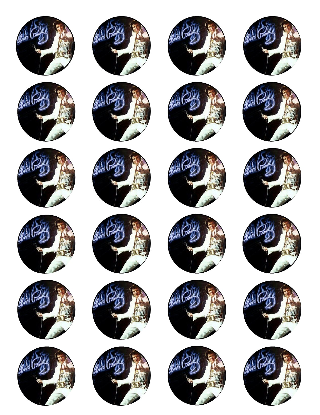 Elvis Presley the King Microphone Music Black Background Edible Cupcake Topper Images ABPID01759