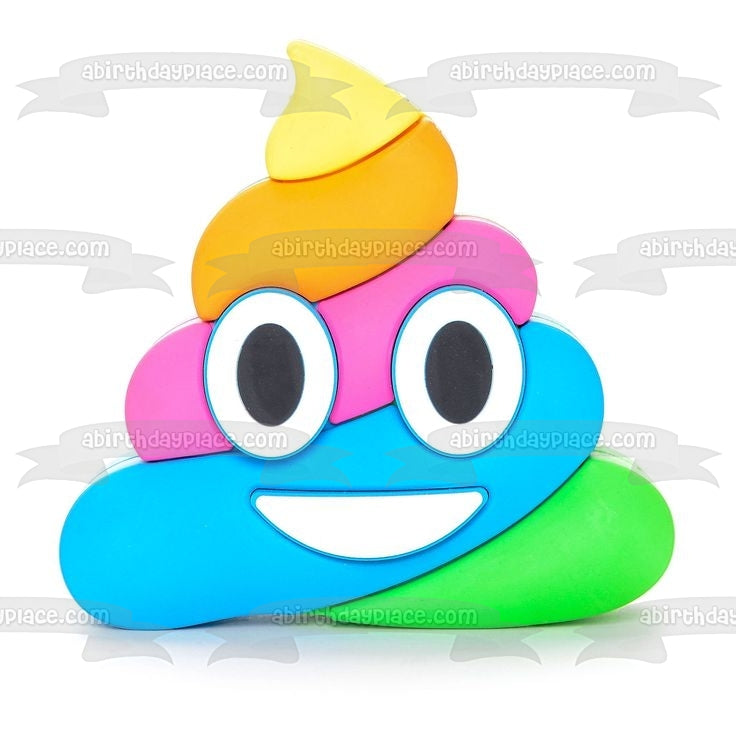Rainbow Unicorn Poop Ice Cream Emoji Edible Cake Topper Image ABPID018 ...