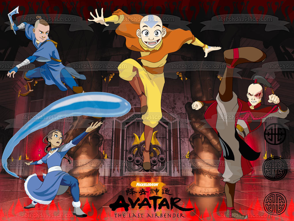 Nickelodeon Avatar, el último maestro del aire, Aang Katara y Sokka, decoración comestible para tarta, imagen ABPID03171 