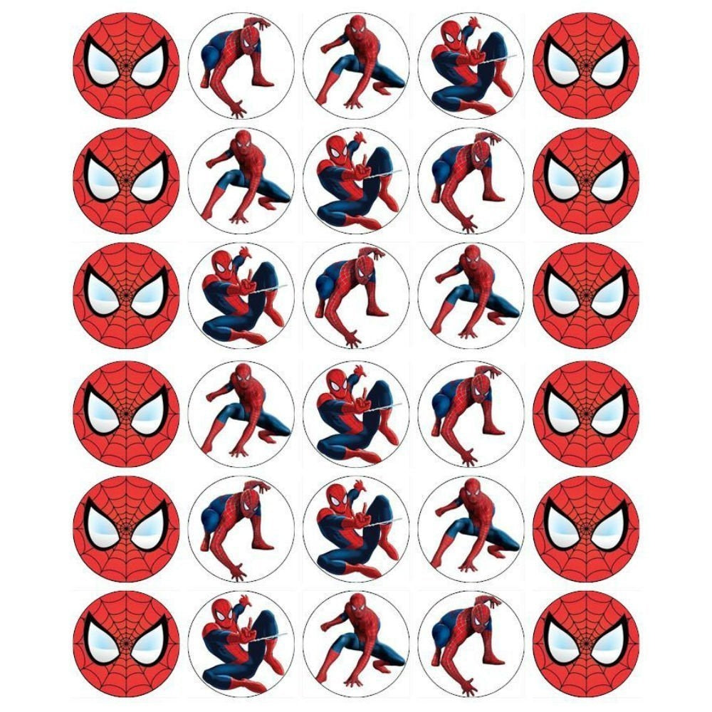 Spider-Man Marvel Superhero Spidey Assorted Poses Edible Cupcake Toppe ...