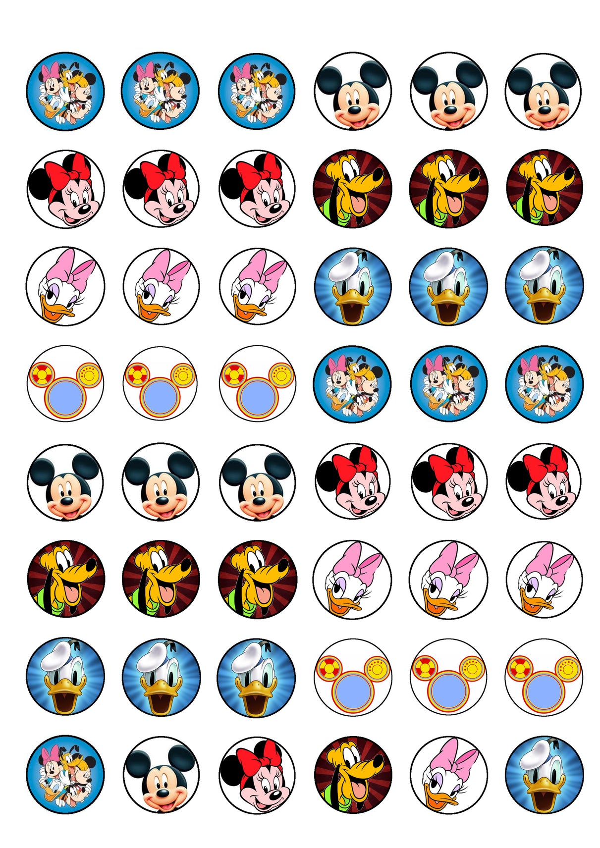 Mickey Mouse Disney Minnie Mouse Daisy Duck Donald Duck Goofy Edible Cupcake Topper Images ABPID03192