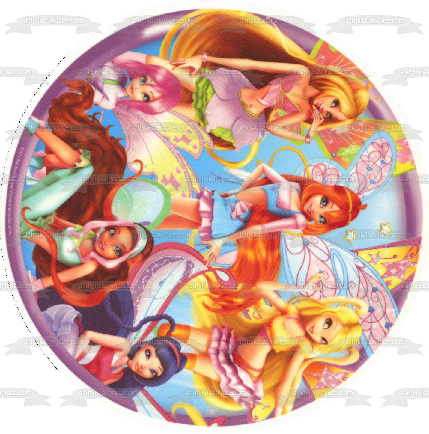 Winx Club Fairy Friends Stella Musa Aisha Bloom Flora y Tecna Imagen comestible para decoración de tarta ABPID03208 