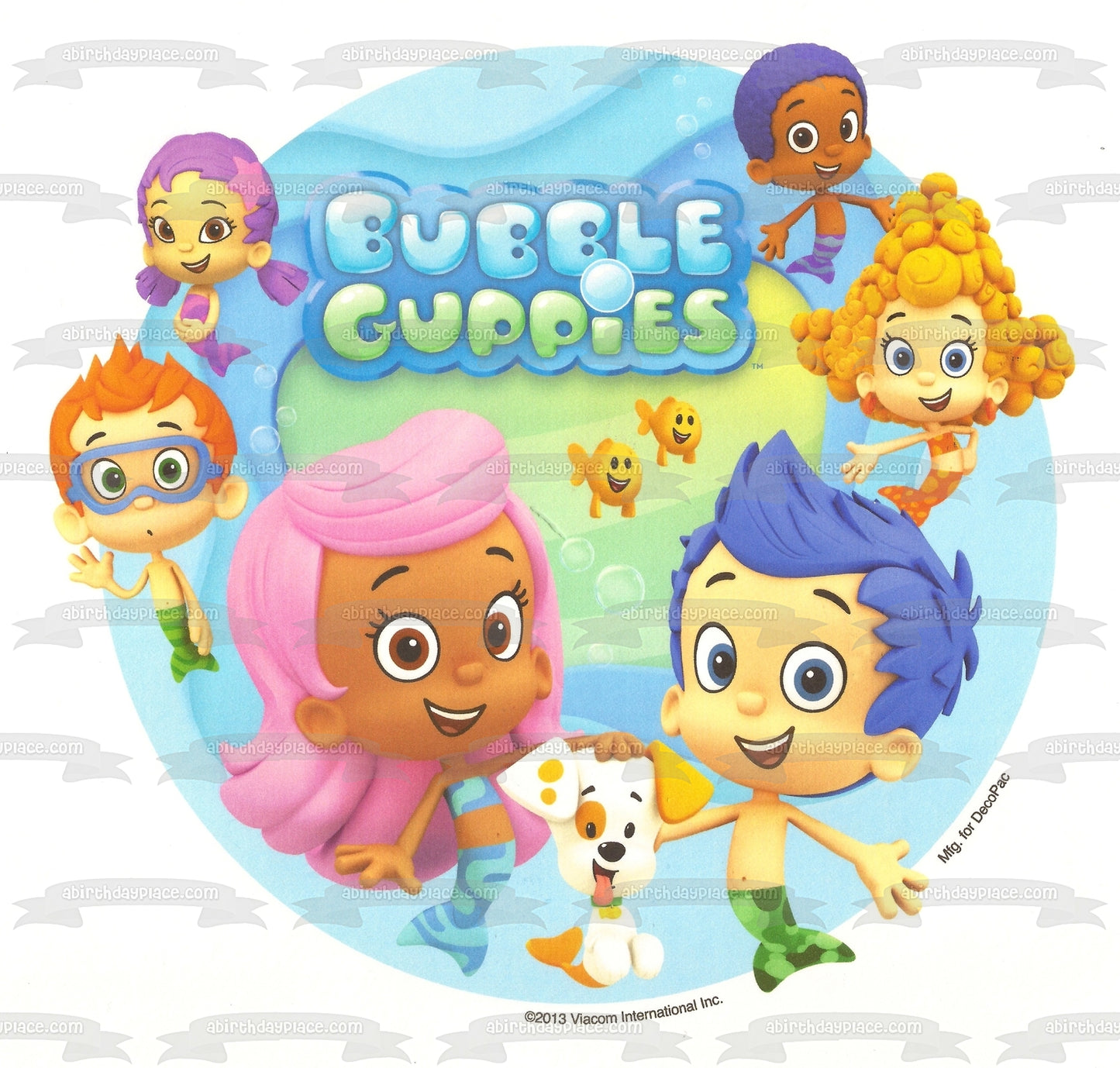 Bubble Guppies Logo Dog and Fish Edible Cake Topper Image ABPID03228