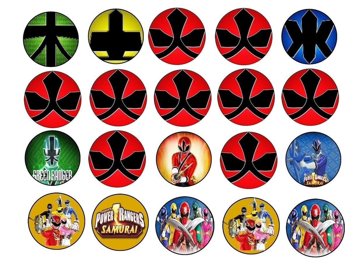 Power Rangers Super Samurai Red Ranger Jayden Blue Ranger Kevin Edible Cupcake Topper Images ABPID03297