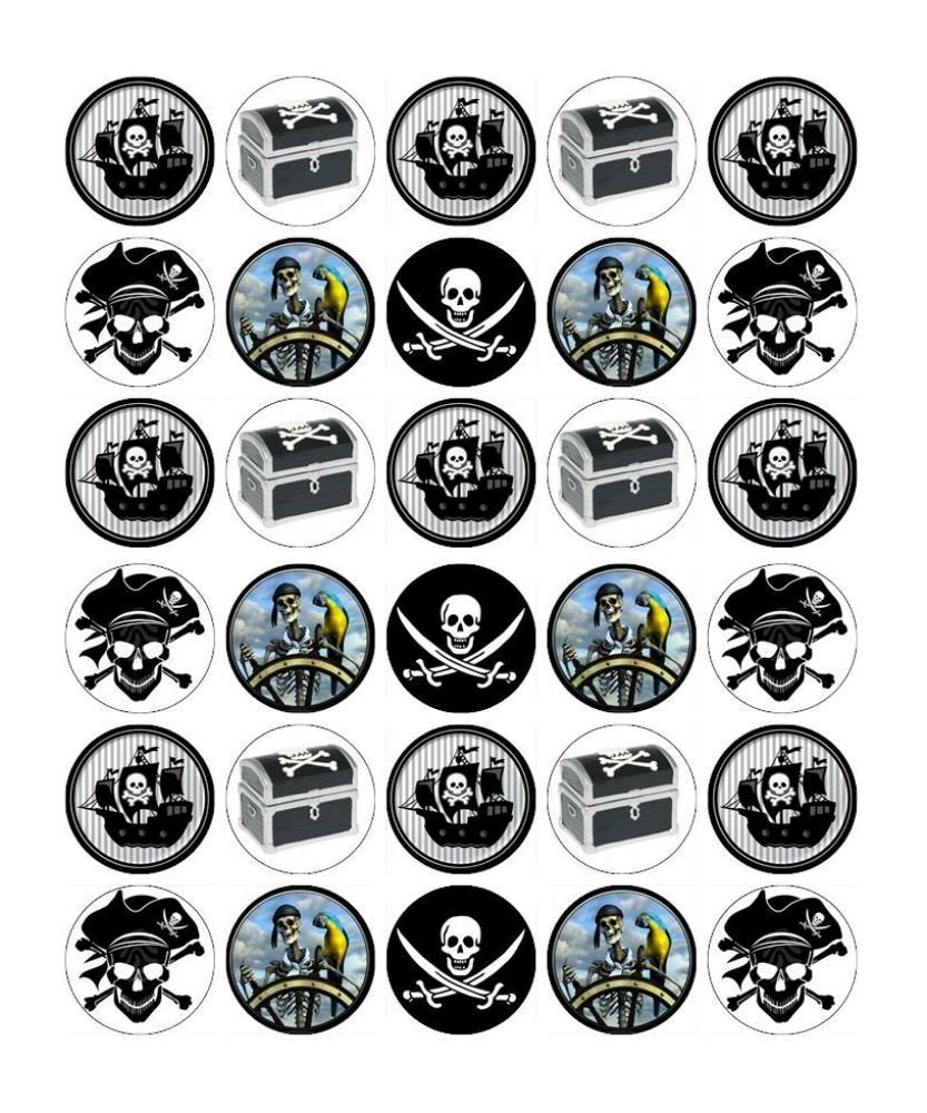 Pirates Chest Boxes Swords Ships Edible Cupcake Topper Images ABPID03299