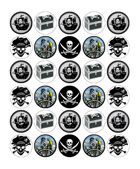 Pirates Chest Boxes Swords Ships Edible Cupcake Topper Images ABPID03299