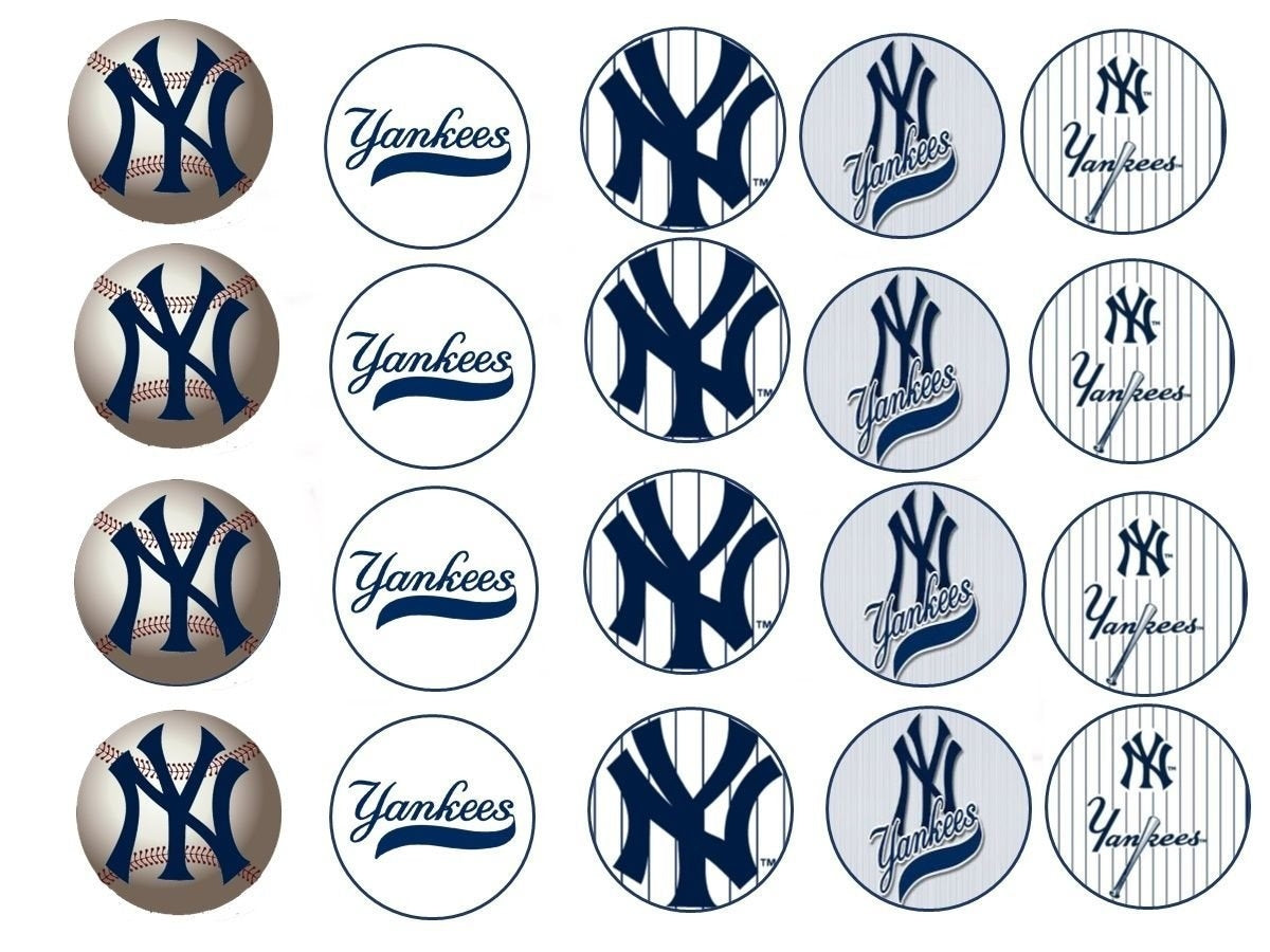 New York Yankees Logo Baseball American League Edible Cupcake Topper Images ABPID03340