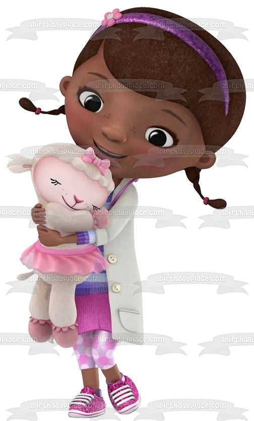 Imagen comestible para decoración de tarta de Doc McStuffins abrazando y Lambie ABPID03377 