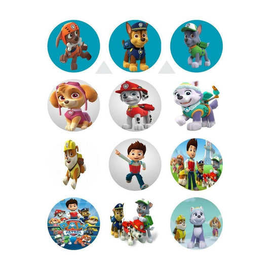 Paw Patrol Chase Everest Tracker Skye Zuma Marshall Rocky Ryder Logo Edible Cupcake Topper Images ABPID03427