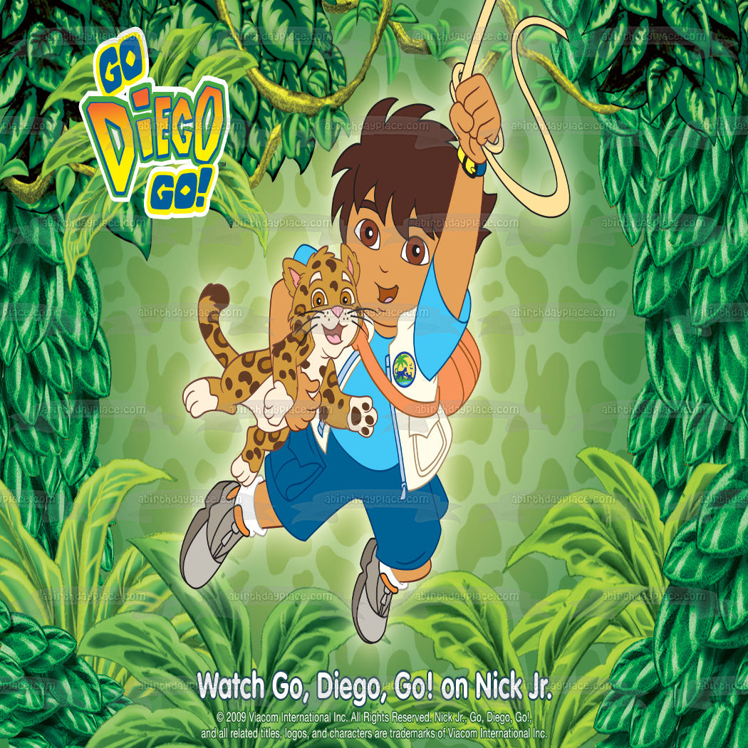 Go Diego Go Marquez and a  Baby Jaguar Edible Cake Topper Image ABPID03456