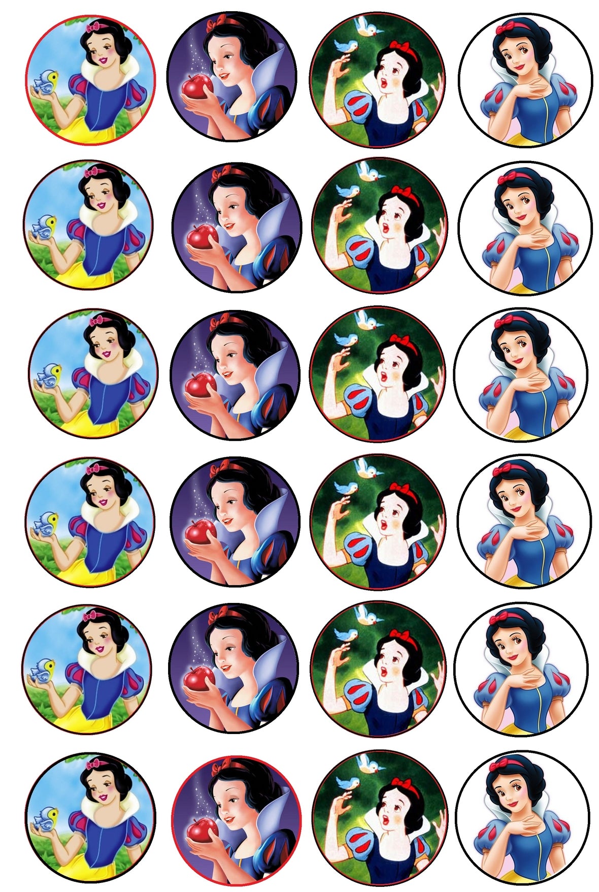 Snow White Apple Birds Edible Cupcake Topper Images ABPID03523