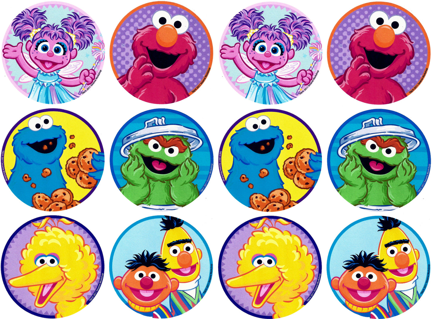 Sesame Street Elmo Oscar the Grouch Bert Ernie Cookie Monster Big Bird Abby Cadabby Edible Cupcake Topper Images ABPID03549