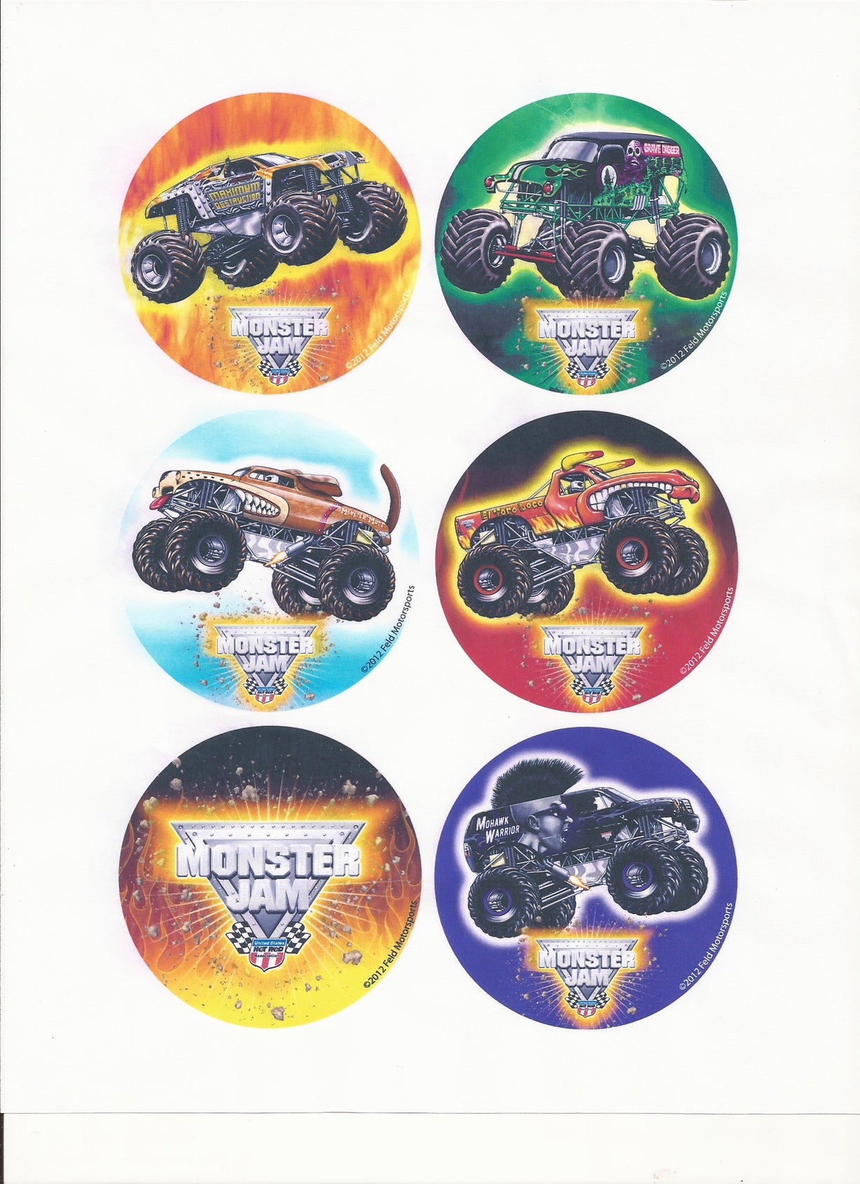 Monster Jam Trucks Logo Grave Digger Maximum Destruction 1/2 Pint Edible Cupcake Topper Images ABPID03652