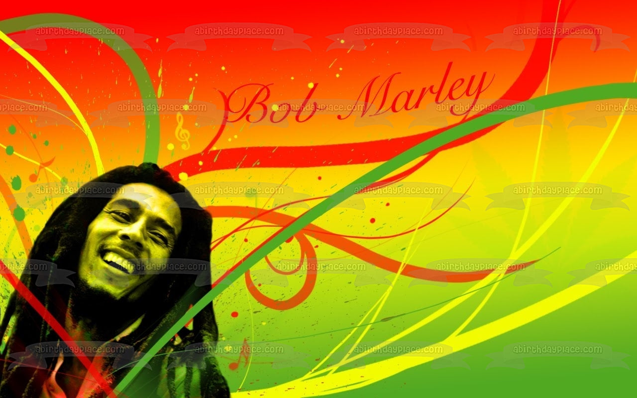 Bob Marley Rojo Amarillo Verde Imagen comestible para decoración de tarta ABPID03689 