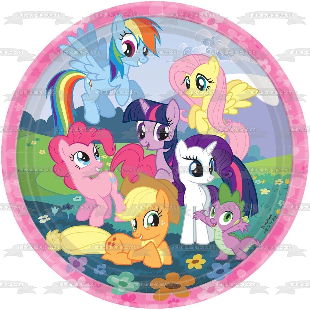 My Little Pony Rainbow Dash Fluttershy Pinkie Pie and Flowers Edible C – A  Birthday Place
