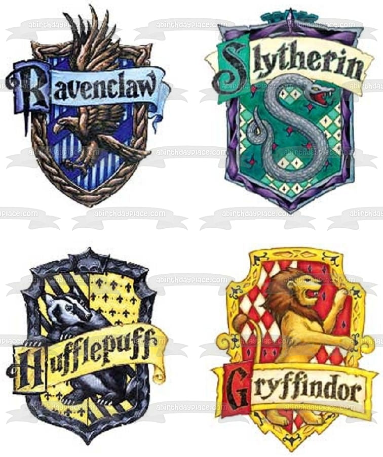 Harry Potter Hogwarts House Crest Ravenclaw Slytherin Hufflepuff and G ...