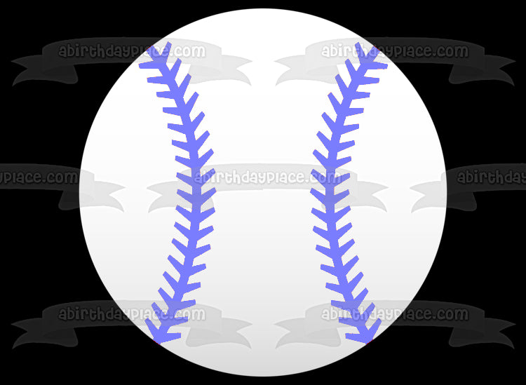 Baseball Blue Strips on a Black Background Edible Cake Topper Image ABPID03816