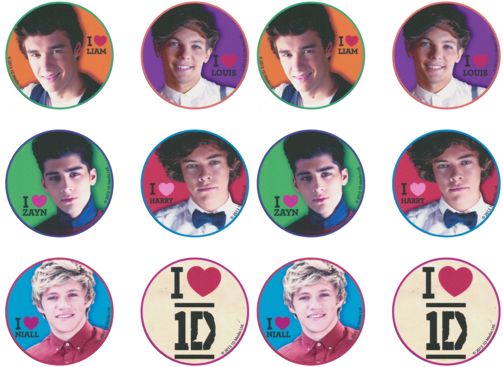 One Direction Niall Horan Liam Payne Harry Styles Louis Tomlinsonb and Zayn Malik Edible Cupcake Topper Images ABPID03849