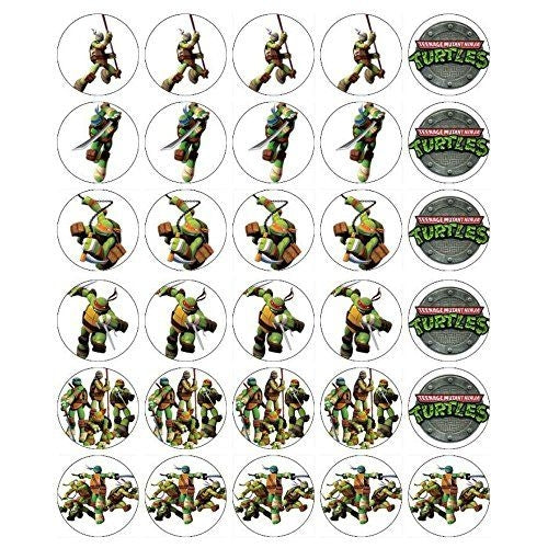 Teenage Mutant Ninja Turtles Donatello Michaelangelo Leonardo Raphael Logo Edible Cupcake Topper Images ABPID03876