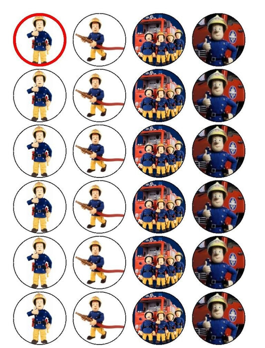 Fireman Sam Co-Workers Hose and a Fire Truck Edible Cupcake Topper Images ABPID03896