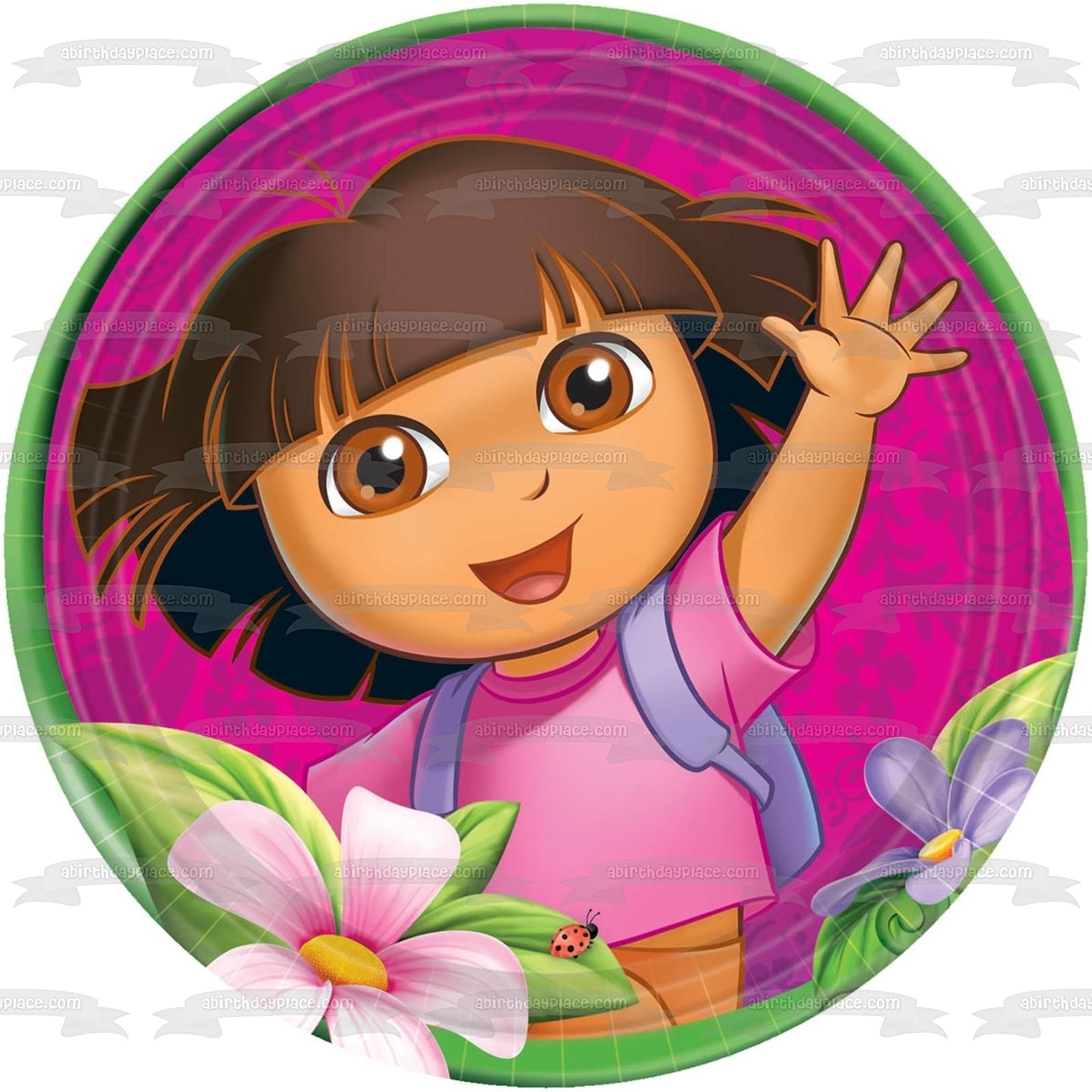 Dora the Explorer Flowers Edible Cake Topper Image ABPID03922