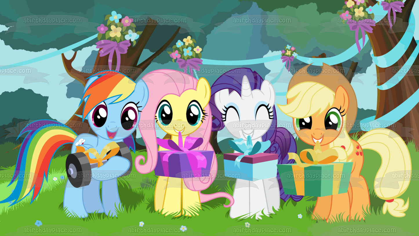 My Little Pony Friendship Is Magic Rainbow Dash Fluttershy Applejack and Rarity Edible Cake Topper Image ABPID03939