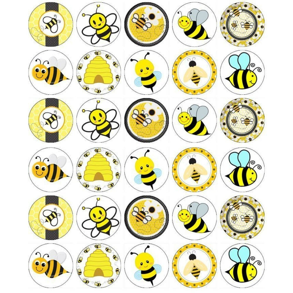 Bumble Bees Hives Flowers Edible Cupcake Topper Images ABPID03966