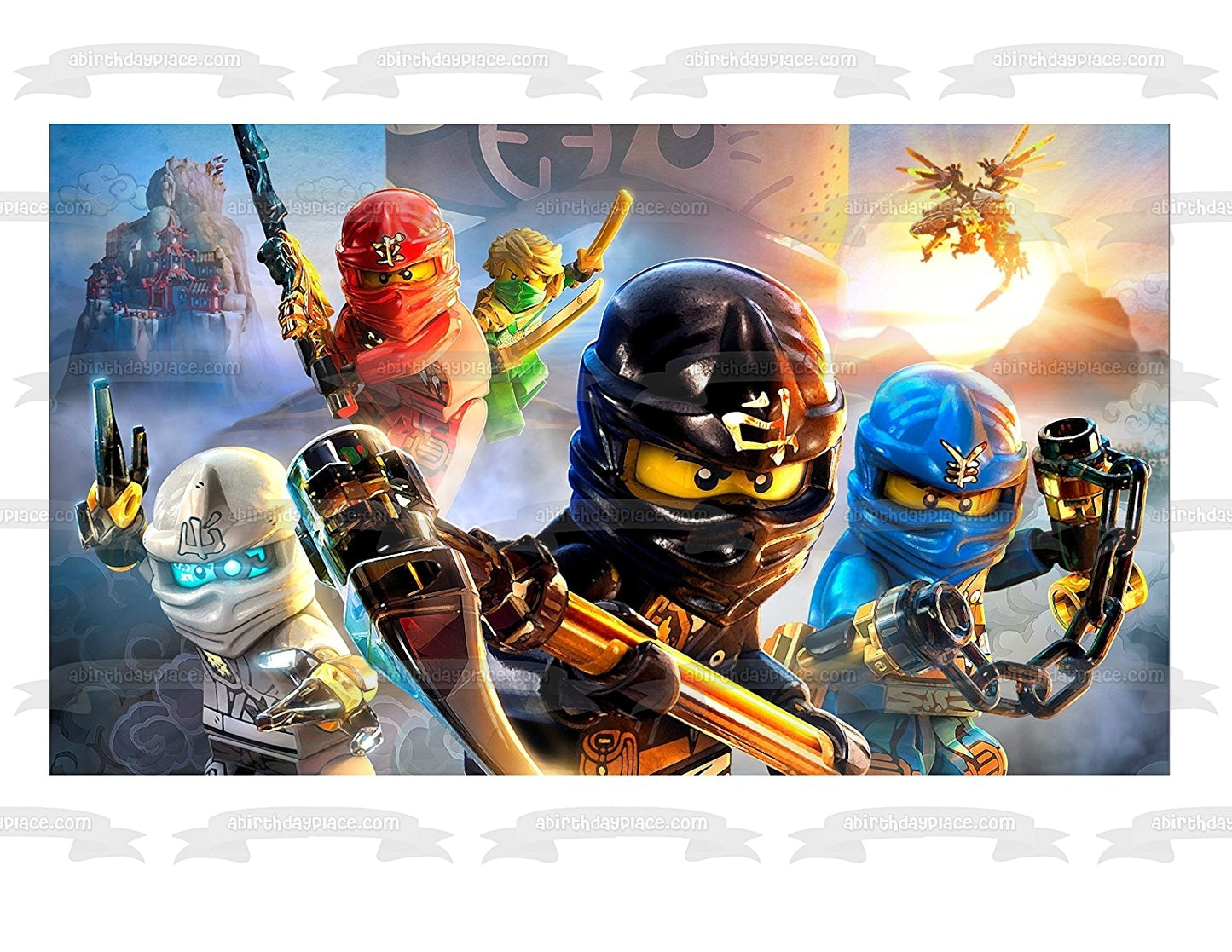 Figura decorativa comestible para tarta LEGO Ninjago Kai Zane Cole y Jay ABPID04020 