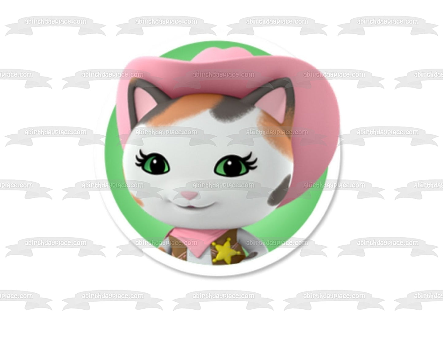 Imagen comestible para tarta con sombrero de vaquero rosa del gato Sheriff Callie ABPID04028 