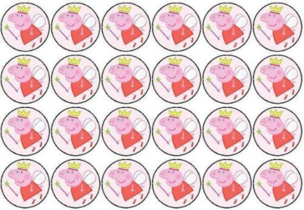 Peppa Pig Fairy Princess Crown Edible Cupcake Topper Images ABPID04122