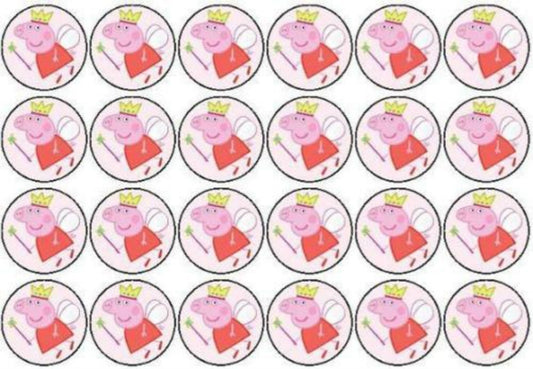 Peppa Pig Fairy Princess Crown Edible Cupcake Topper Images ABPID04122