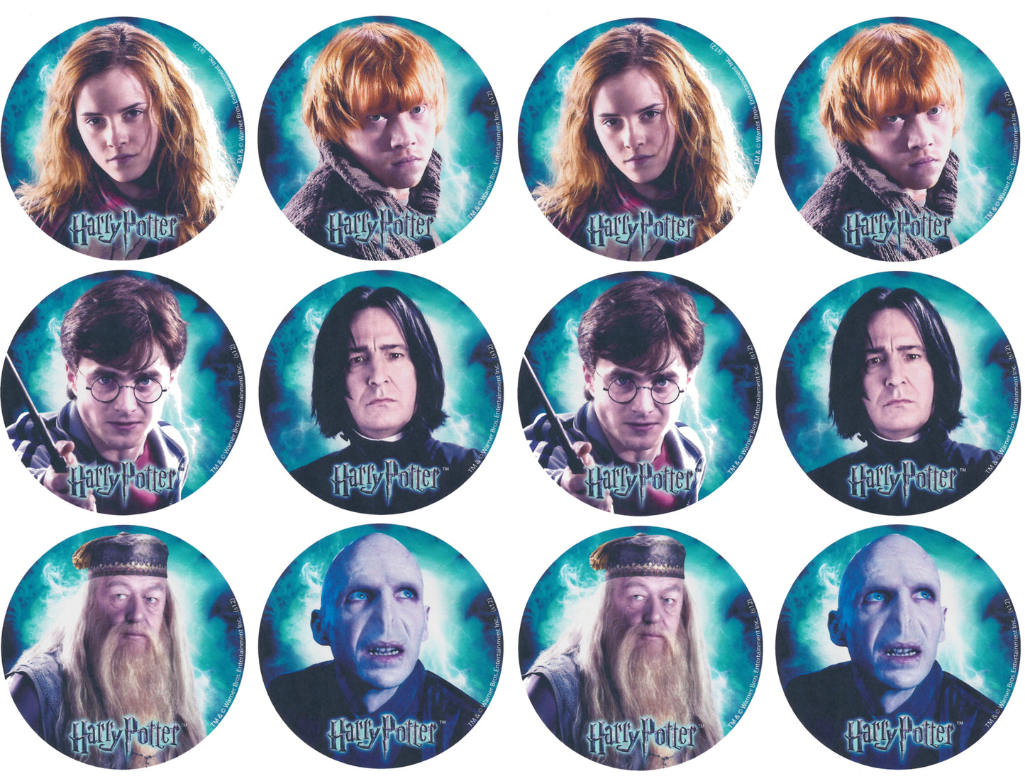 Harry Potter Hermione Granger Ronald Weasley y Albus Dumbledore Imágenes comestibles para cupcakes ABPID04234 